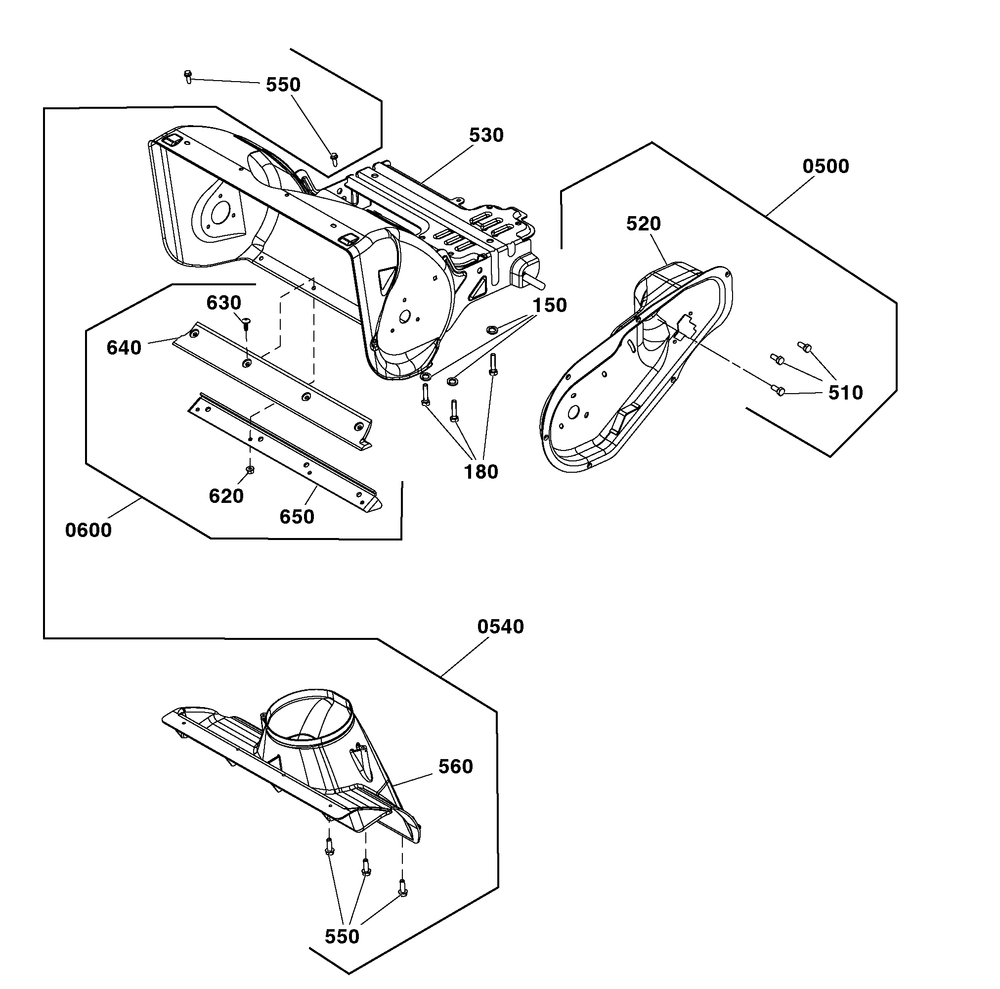 Frame Group Diagram and Parts List for 1697293-00-1222EESSNA 2020 Briggs and Stratton Snow Blower